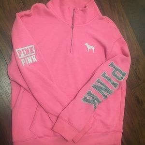 VS PINK Quarter Zip Hoodie with Gray logo